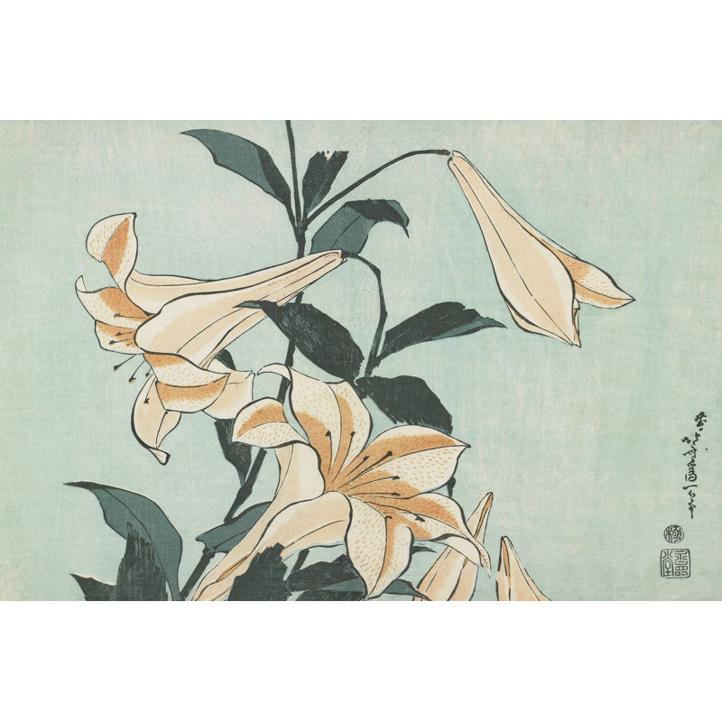 Katsushika Hokusai floral II, H 32 po x l 48 po