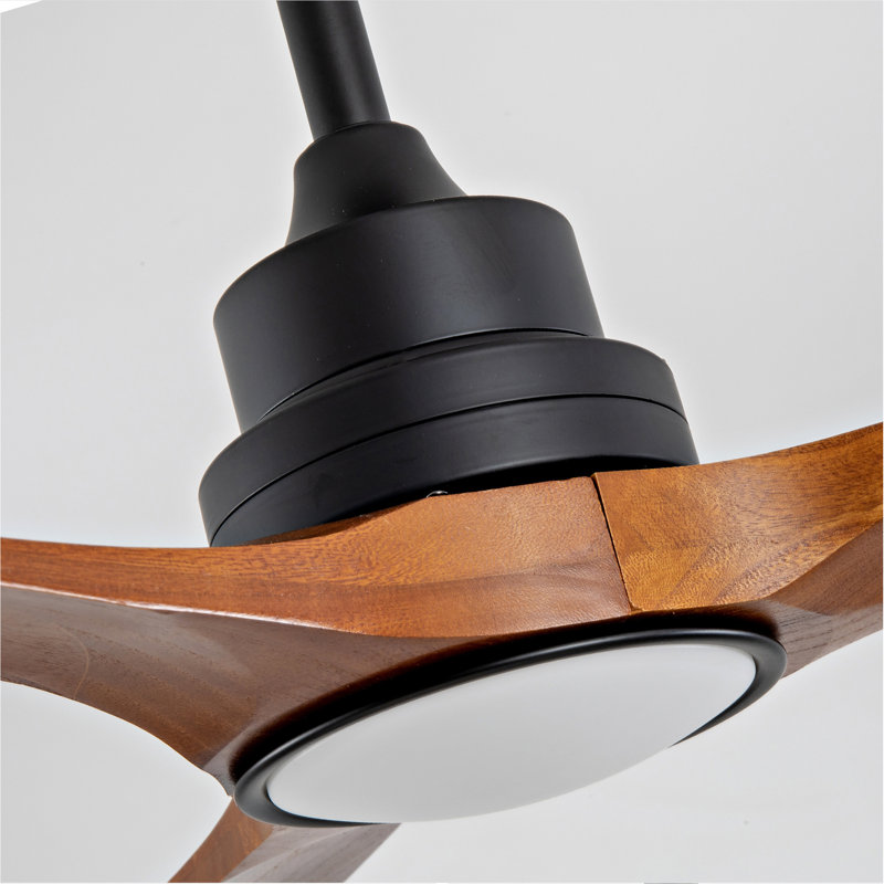 Nouveau ventilateur de plafond en bois 52 pouces avec 3 pales en bois massif, télécommande et moteur à courant continu pour le salon
