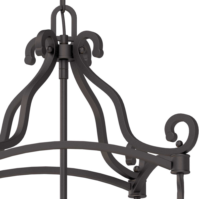 Lustre intérieur cage rectangulaire rectangulaire 4 lumières avec boucles et boucles traditionnelles Aliciah