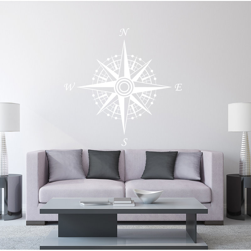 Décalcomanie murale autocollante compass, Blanc