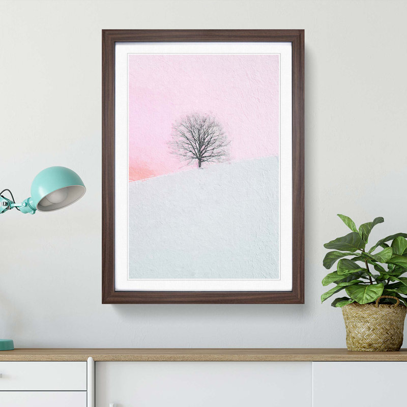 A Winter Tree at Sunset - Framed Print, Walnut Framed, 63cm H x 45cm W x 2cm D