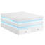 Table basse Lesi, plateau en verre de 47 po, 2 tiroirs, blanc glamour à DEL
