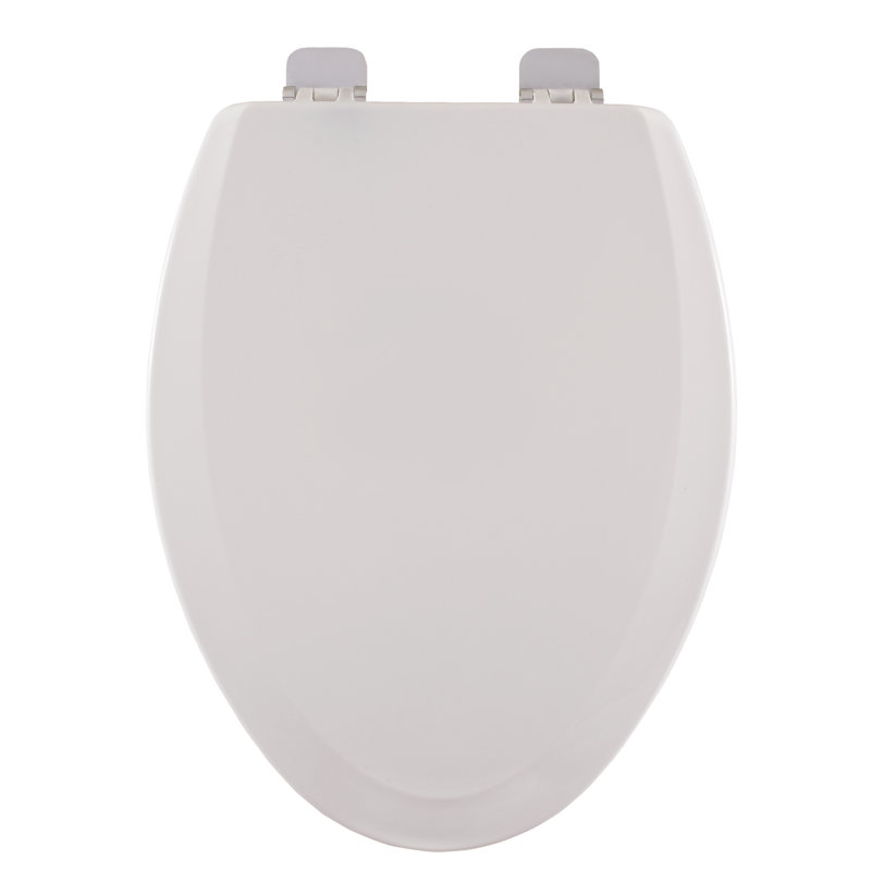 Siège de toilette allongé en bois, Nickel brossé