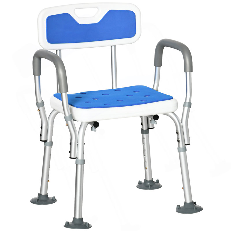 EVA Padded Shower Chair With Arms And Back, Bath Seat With Adjustable Height, Anti-Slip Shower Bench For Seniors And Disabled, Tool-Free Assembly, 299Lbs