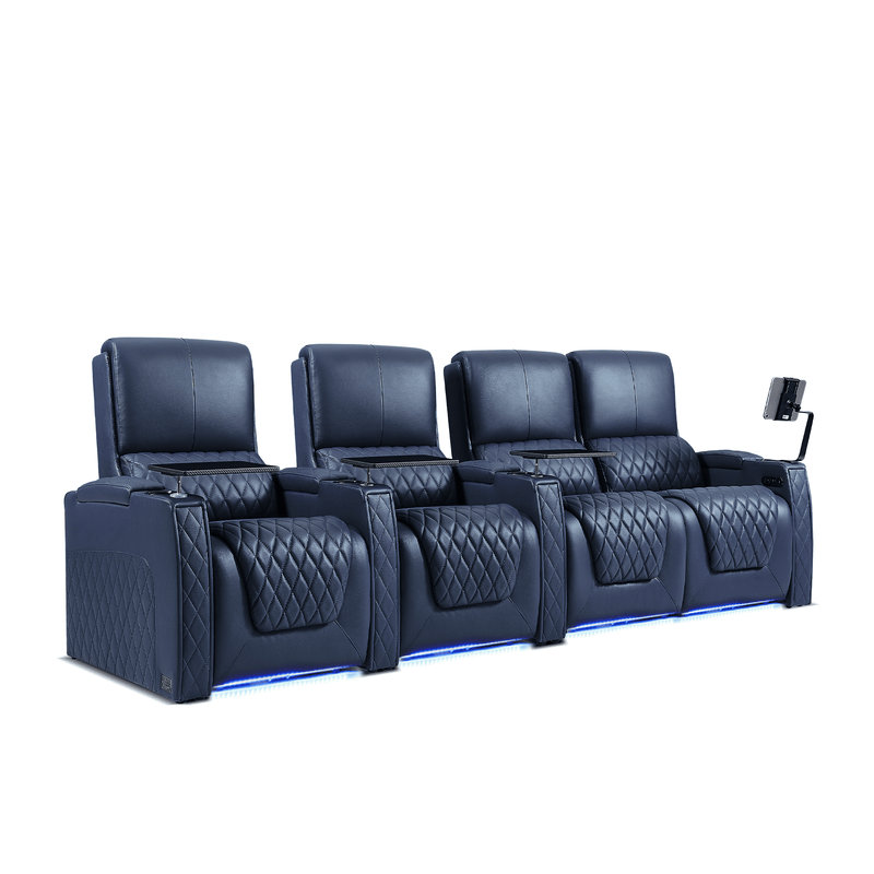 Canapé inclinable électrique Haiylee , Cuir véritable bleu