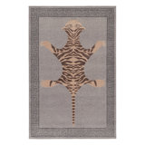 Rug & Kilim’S Distressed Tiger Rug In Gray With Beige And Chocolate Pictorial