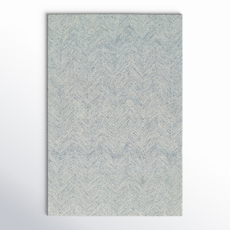 Wheaton Chevron Handmade Tufted Wool Blue/Beige Area Rug