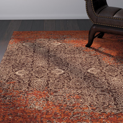 Tapis abstrait rouille / brun Anwick