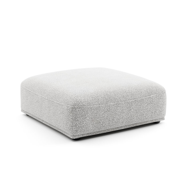 Aukeem Upholstered Square Ottoman, Gray Boucle