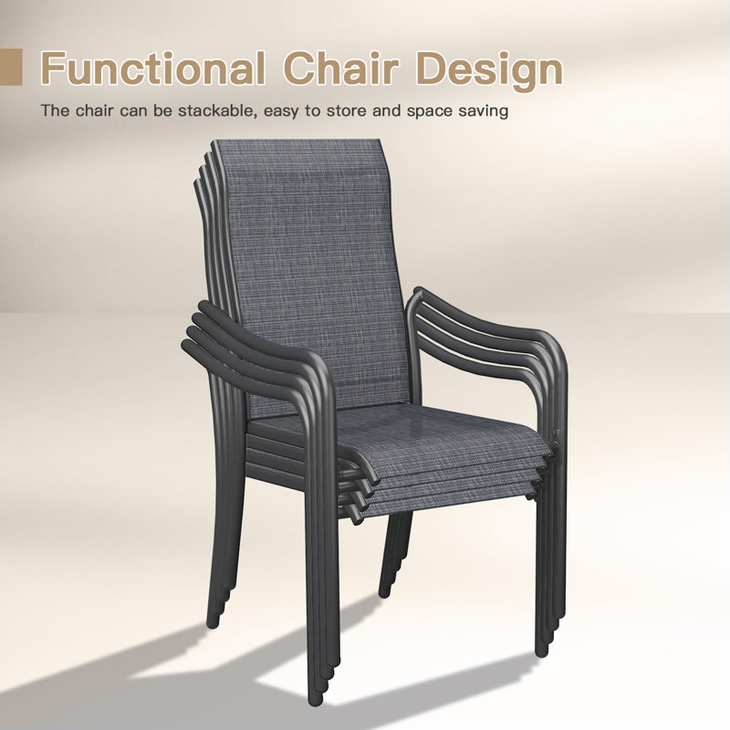 Chaise de salle à manger d'extérieur empilable, Gris