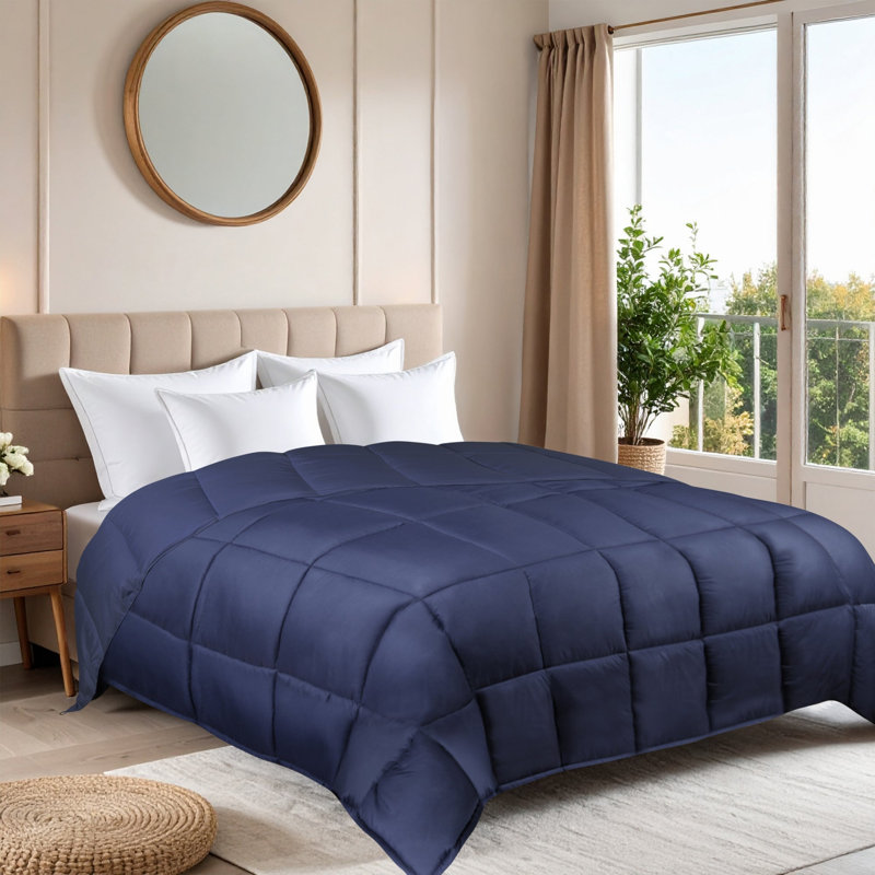 Couette réversible unie en duvet synthétique Blue Nile Mills, garniture de couette toutes saisons, Twin/Twin XL, Navy Blue