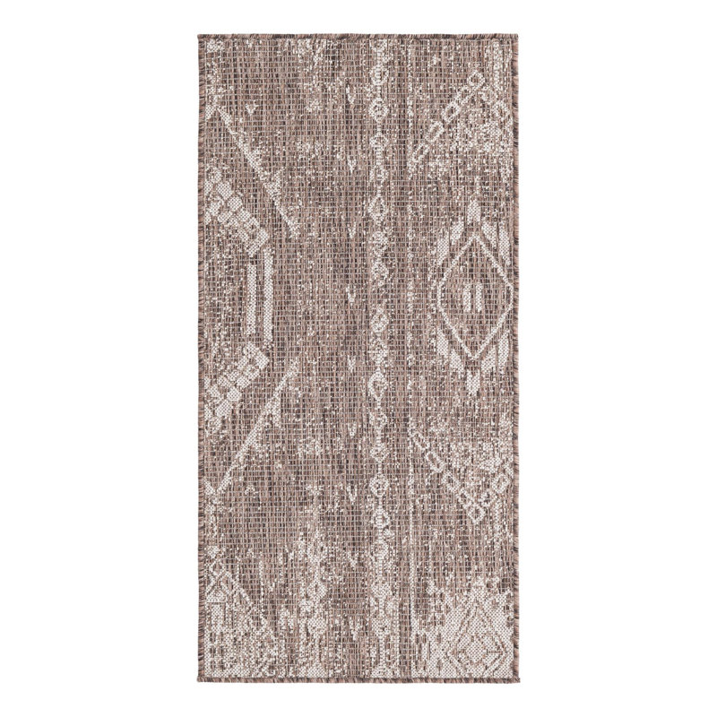 Tapis intérieur / extérieur brun / brun clair en polypropylène tissé à la machine 9 pi 10 po x 13 pi Brison