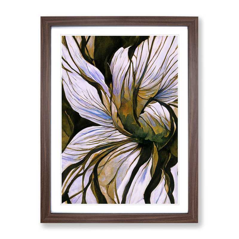 Floral Abstract No.2 - Single Picture Frame Print, 34cm H x 25cm W x 2cm D, Walnut