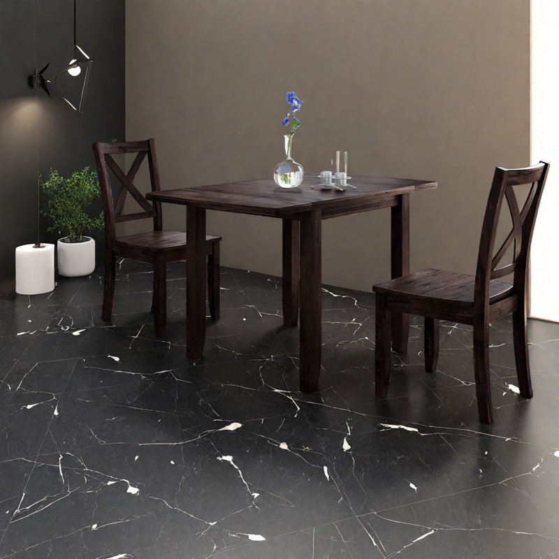 Ensemble de table de salle à manger en bois espresso avec chaises à dossier en X, parfait pour les petits espaces