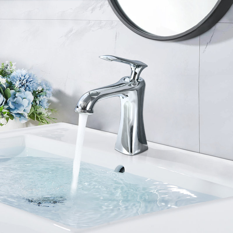 Robinet de salle de bain monocorps à poignée simple avec drain