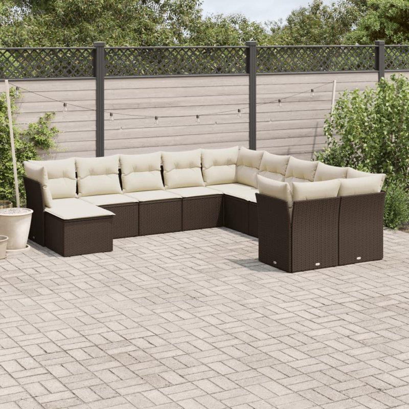 Ensemble de canapé de jardin Vidaxl, blanc crème, Brun
