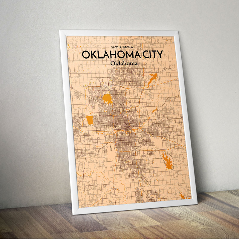 Oklahoma City Map - No Frame Print, 43.2cm H x 27.9cm W x 0.13cm D