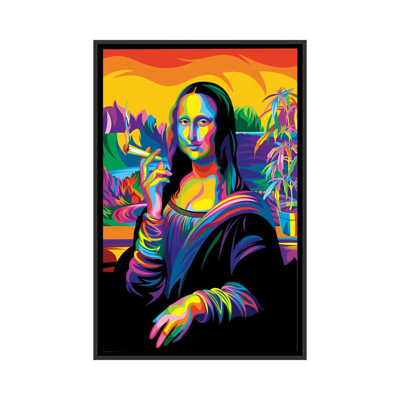 «Mona Lisa», impression sur toile, H 26 po x l 18 po x P 1,5 po, Toile avec cadre noir, Pas de tapis