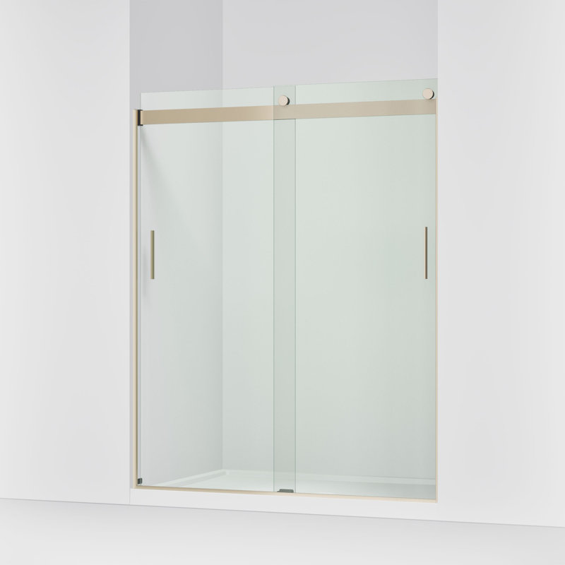 Levity 74" H x 59.63" W Bypass Shower Door with CleanCoat Technology, Anodized Brushed Bronze, Crystal Clear