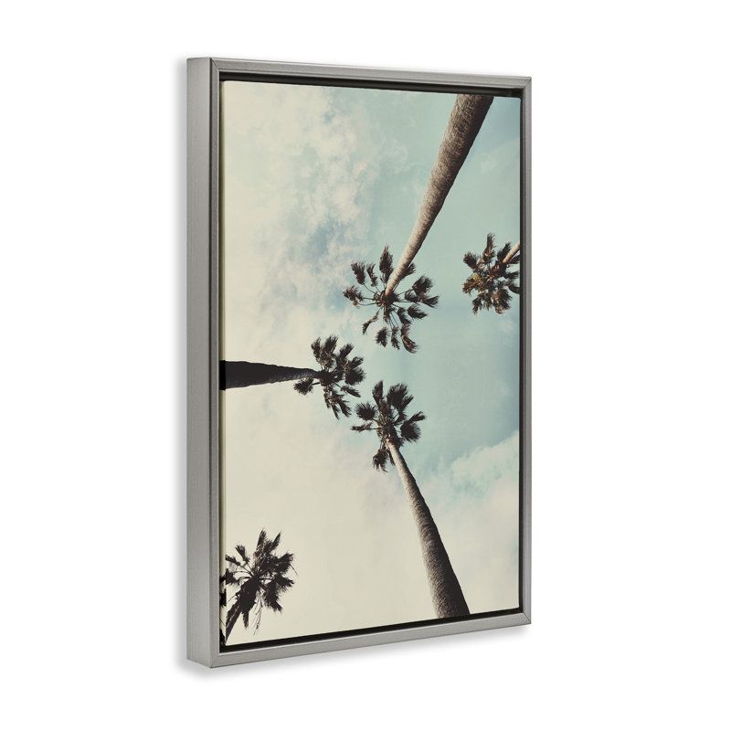 Toile flottante encadrée «Centric Tropical Palms» par Wil Stewart, Cadre flottant gris lustré, H 31 po x l 21 po