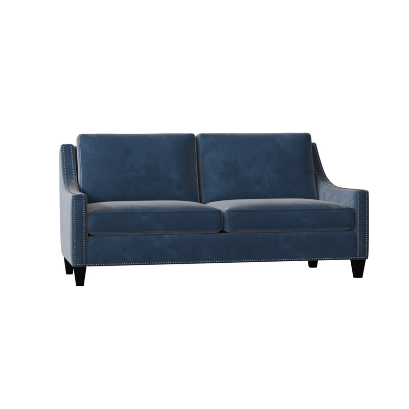 Aspen Polyester Blend Square Arm Sofa with Reversible Cushions, Haven Ivory, Black, 72 Inches