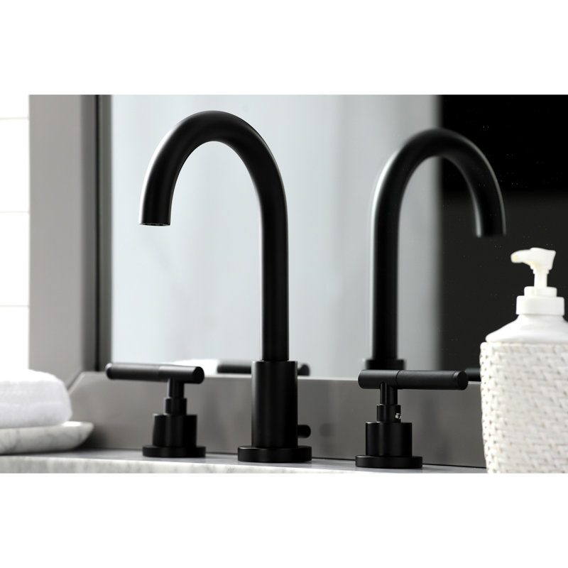 Robinet de salle de bain espacé avec ensemble de drain Kaiser, Noir mat
