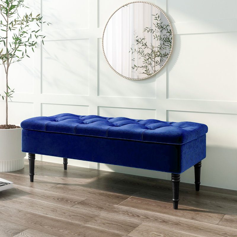 Peyton Upholstered Storage Bench, Sapphire Blue