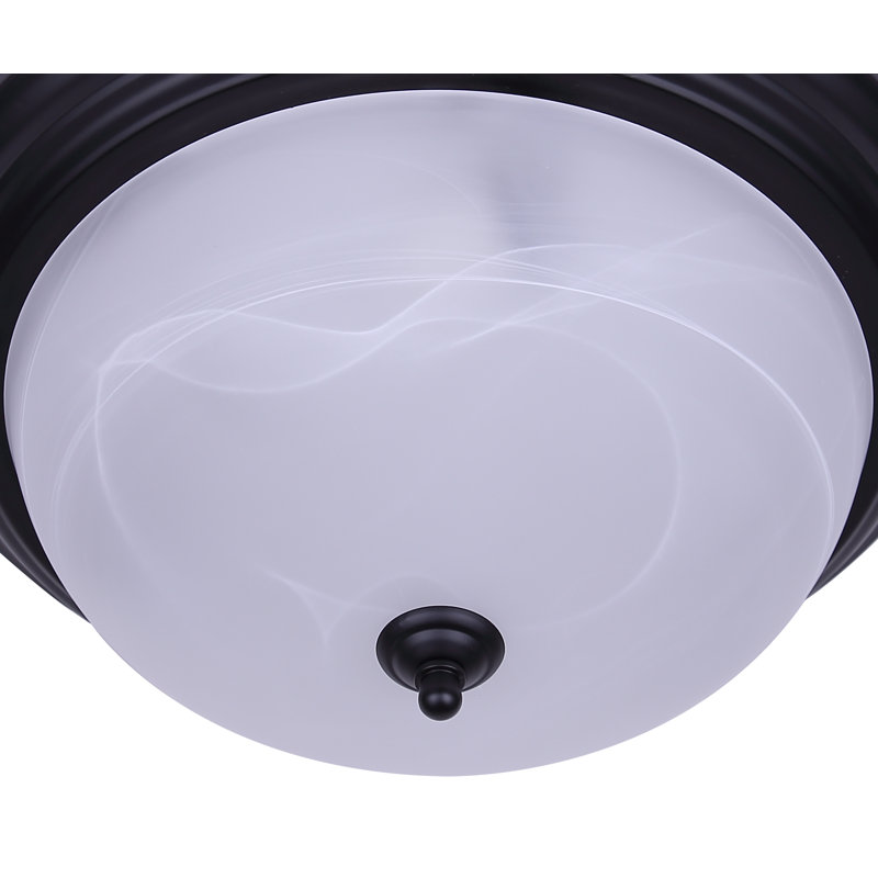  Plafonnier encastré 3 lumières Classic, noir mat avec verre d'albâtre, 15 pouces, H 7 po x l 15 po x P 15 po, Trois lumières