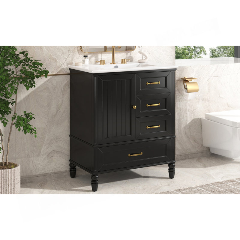 Meuble-lavabo luxueux avec lavabo de qualité supérieure et rangement spacieux pour une salle de bain élégante et fonctionnelle.