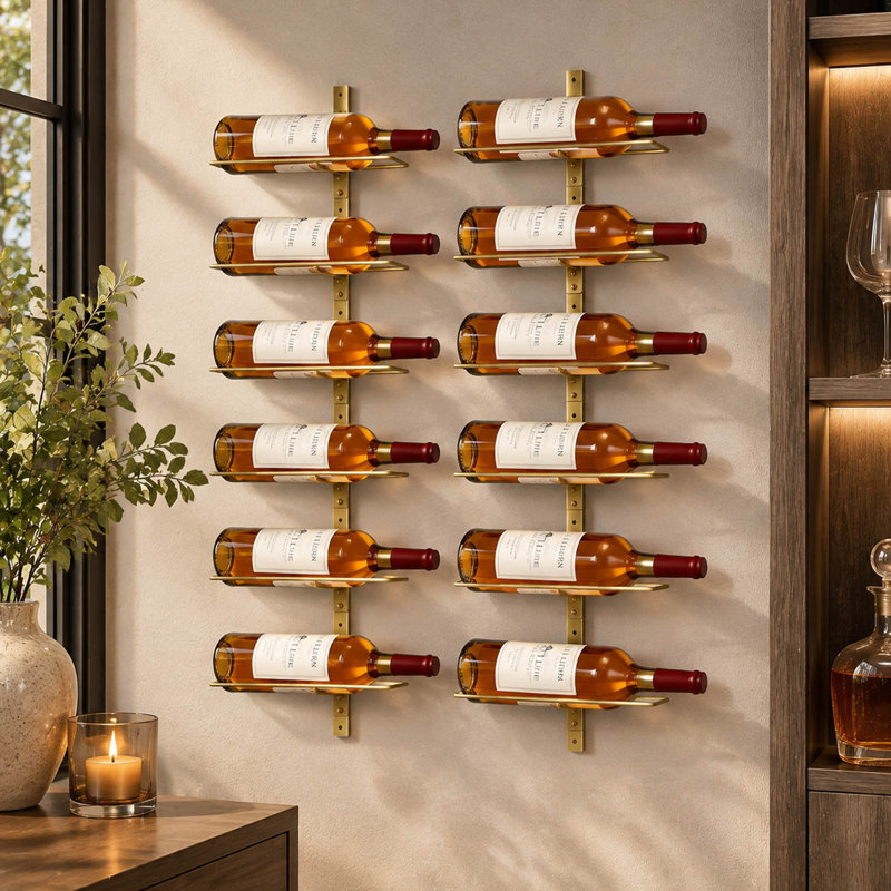 12 Bottle Wall Mounted Metal Wine Rack