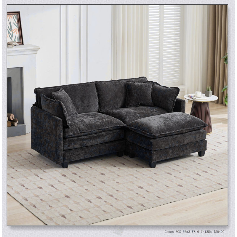 Causeuse Cloud Cloud, canapé modulaire moderne avec coussins rembourrés à double couche confortables, tissu chenille respirant pour le salon et la chambre à coucher