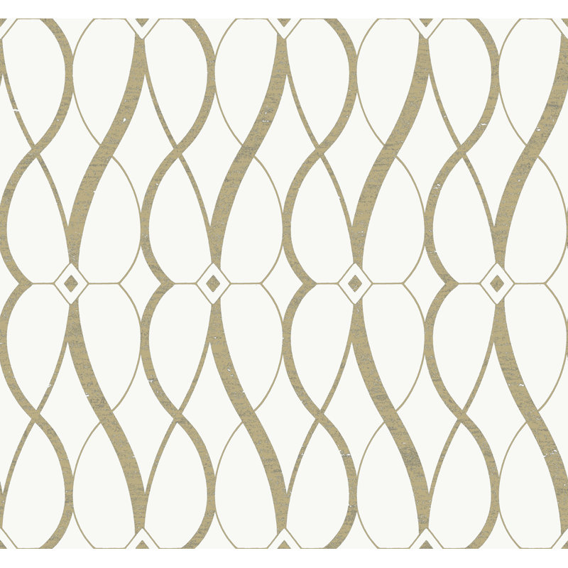 Graceful Geo Geometric Metallic Wallpaper Roll, Cream/Gold