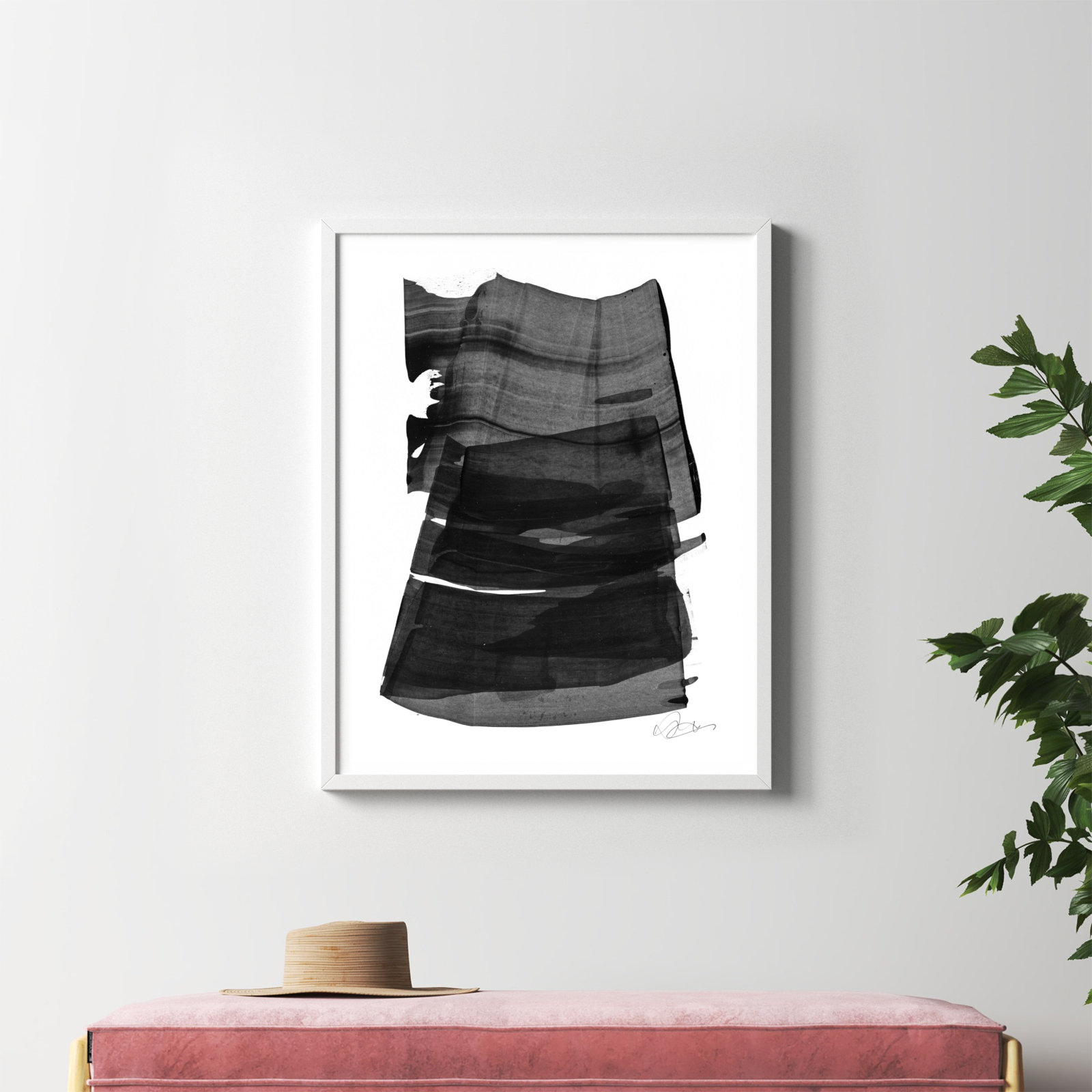 Brushstroke 2 by Jacques Pilon, White, 38" H x 30" W x 1.25" D