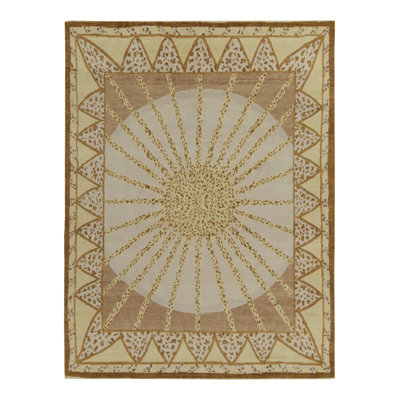 Art Deco Hand Knotted Wool Geometric Area Rug