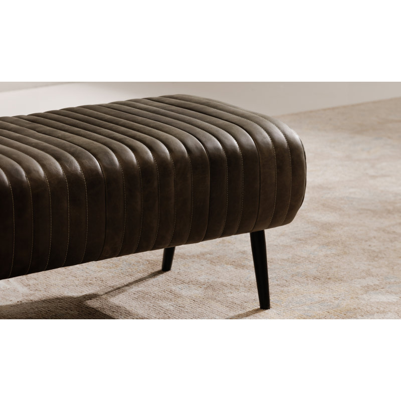 Endora Leather Bench, Olive Green, Black