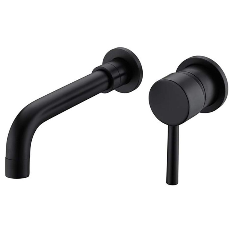 Robinet de salle de bain mural à poignée simple noir mat | Idée de cadeau, Noir mat