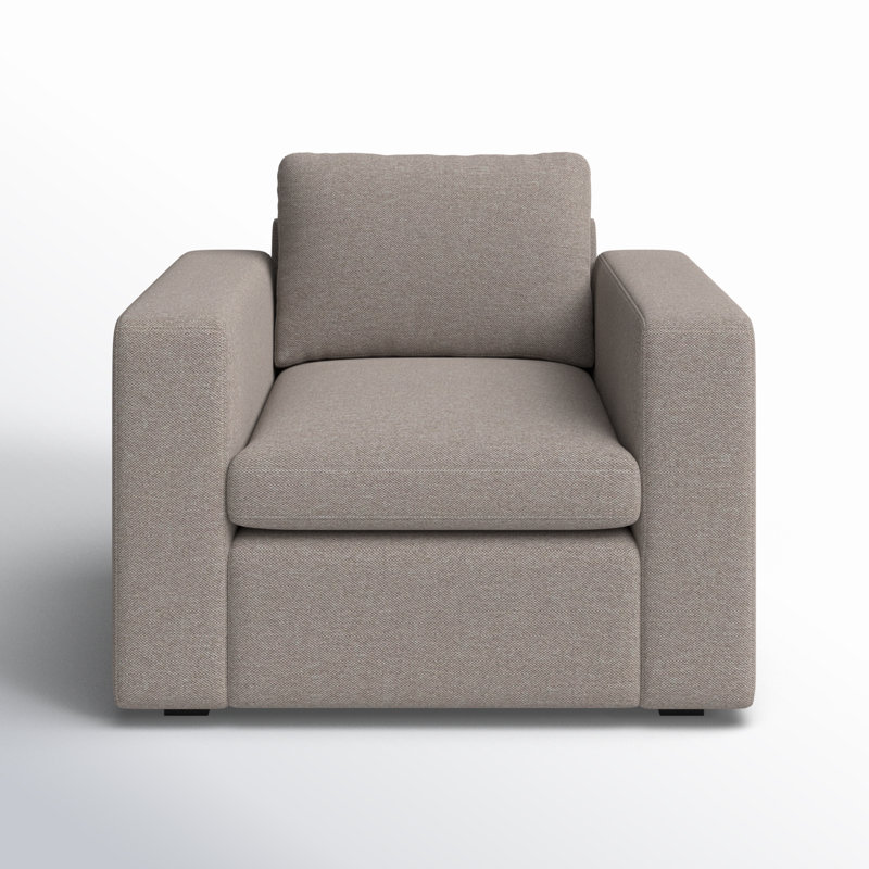 Benedict Upholstered Armchair, Mushroom Performance Basketweave