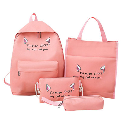 waterproof backpack Campus Student Backpack Four Piece Set Student Backpack Cloth Waterproof Backpack