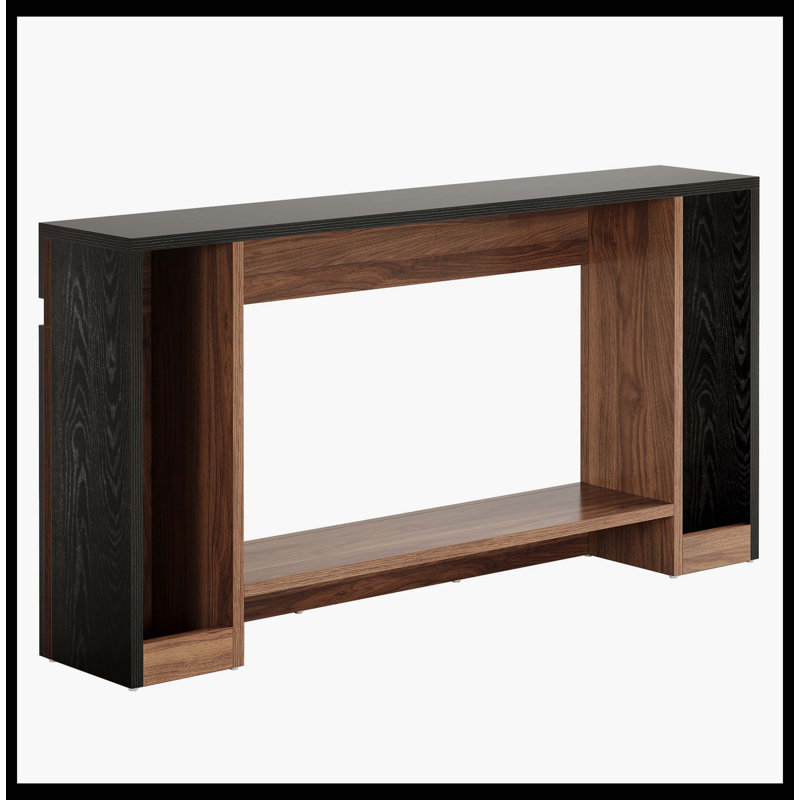63" Console Table, 2-Tier Wooden Rectangular Sofa Table Hallway Table