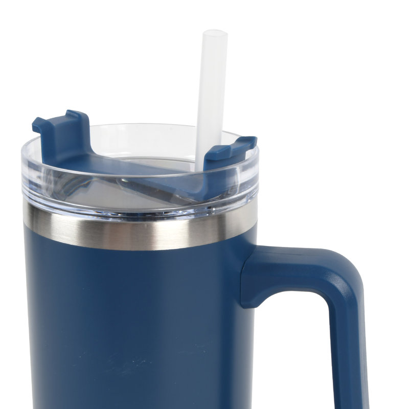 Envie Hydratation 30 oz Tasse de voyage isotherme en acier inoxydable avec paille, Marine