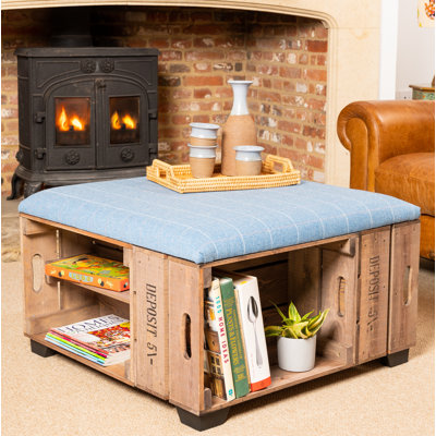 Krugerville 82cm Wide Square Tartan Ottoman with Storage