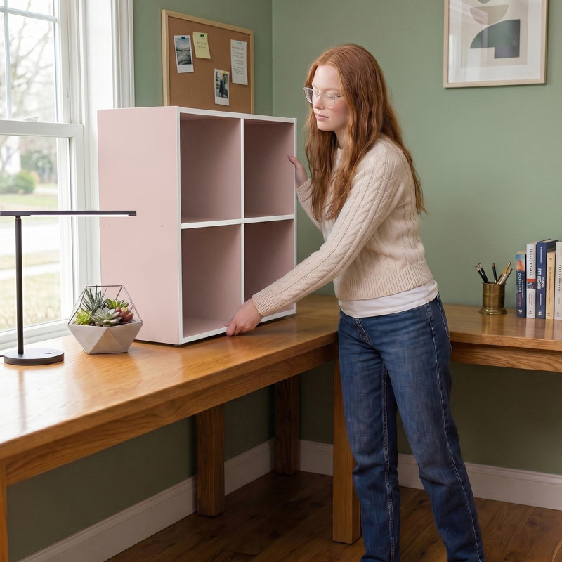 Bibliothèque de rangement Moduline, 4 cubes, Rose clair