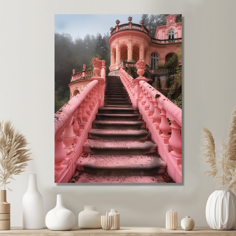 Décoration murale château rose floral Royal Retreat I - Chateaus, Cadre photo noir, H 20 po x l 12 po