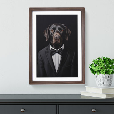 Labrador Retriever In A Suit Painting No.2 - Single Picture Frame Print on Wood