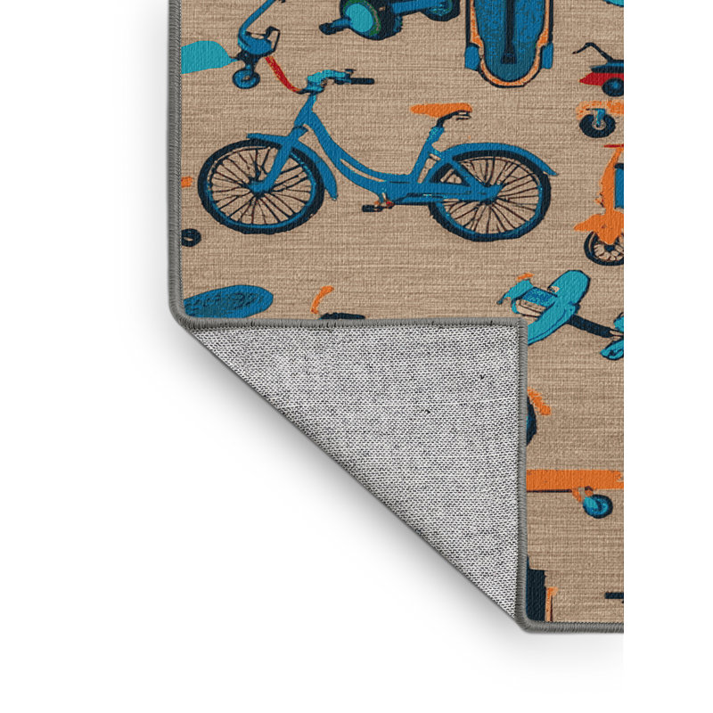Machine Washable Transportation Gray Area Rug, Square 7'