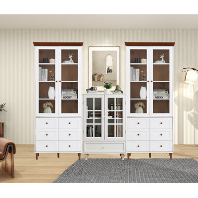 Display Storage Cabinet With Glass Doors Set Of 3