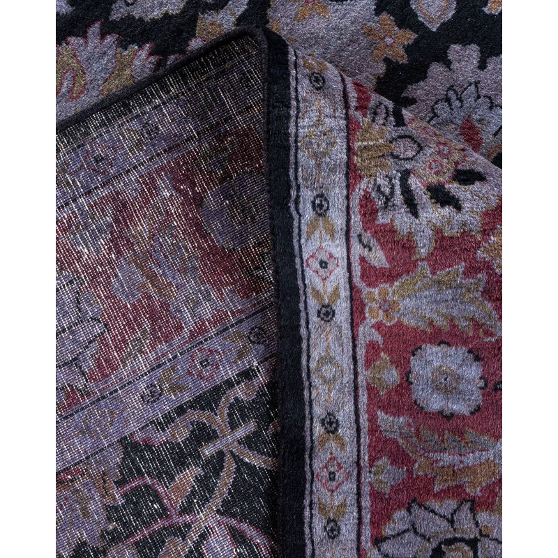 Tapis noué à la main Mazarine, unique en son genre - noir