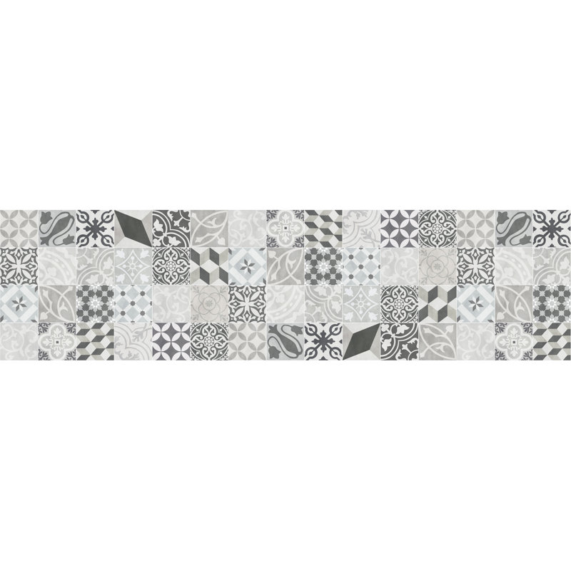 Sadie Vinyl Machine Printed Area Rug, Rectangle 2'2" x 8'2.4"