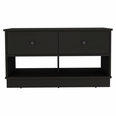 Rectangle 2-Shelf 2-Drawer Storage Bench