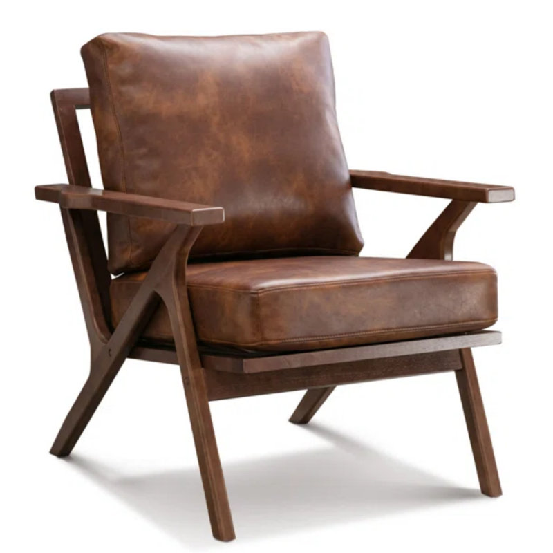 Salma 29.5" Wide Mid Century Upholstered Accent Chair With Solid Wood Frame